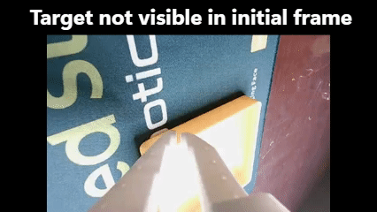 Wrist camera episode where the target object is not visible in the initial frame